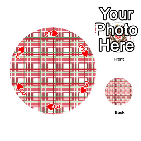 Red plaid pattern Playing Cards 54 (Round)  from ArtsNow.com Front - Heart3