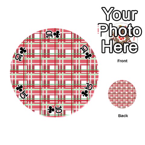 Red plaid pattern Playing Cards 54 (Round)  from ArtsNow.com Front - Club10