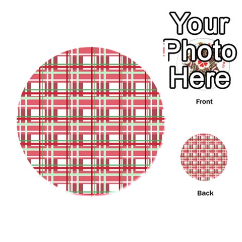 Red plaid pattern Playing Cards 54 (Round)  from ArtsNow.com Back