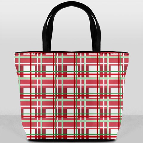 Red plaid pattern Bucket Bags from ArtsNow.com Back