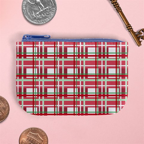 Red plaid pattern Mini Coin Purses from ArtsNow.com Front