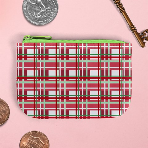 Red plaid pattern Mini Coin Purses from ArtsNow.com Front