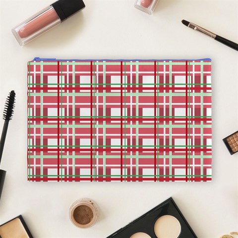 Red plaid pattern Cosmetic Bag (Large)  from ArtsNow.com Front