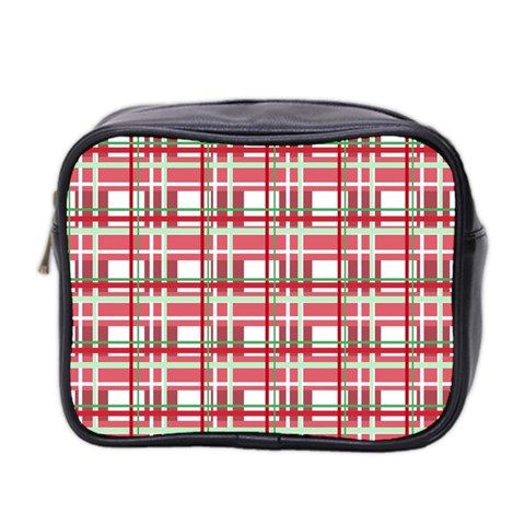 Red plaid pattern Mini Toiletries Bag 2 Front