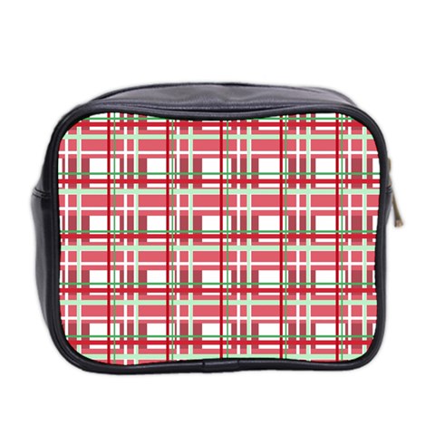 Red plaid pattern Mini Toiletries Bag 2 Back