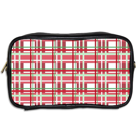 Red plaid pattern Toiletries Bags 2 Back