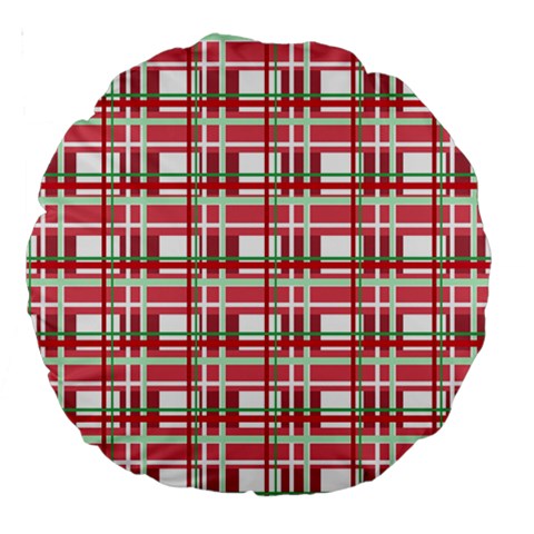 Red plaid pattern Large 18  Premium Round Cushions from ArtsNow.com Back