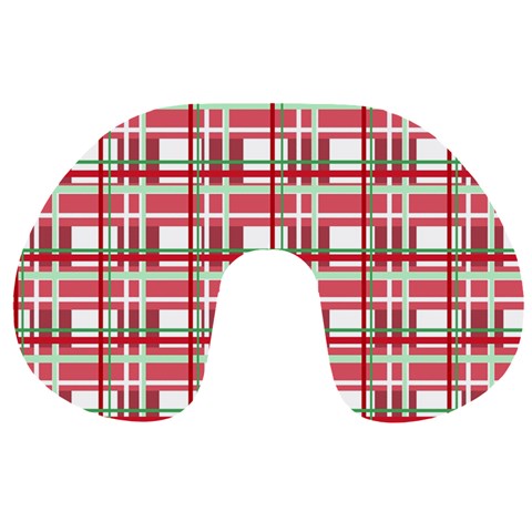 Red plaid pattern Travel Neck Pillows from ArtsNow.com Back