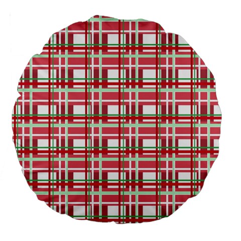 Red plaid pattern Large 18  Premium Flano Round Cushions from ArtsNow.com Back