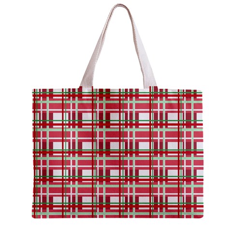 Red plaid pattern Zipper Mini Tote Bag from ArtsNow.com Back