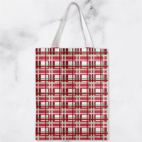 Red plaid pattern Zipper Classic Tote Bag from ArtsNow.com Back