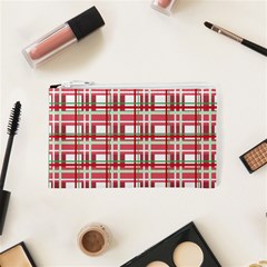 Red plaid pattern Cosmetic Bag (XS) from ArtsNow.com Front