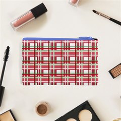 Red plaid pattern Cosmetic Bag (XS) from ArtsNow.com Back