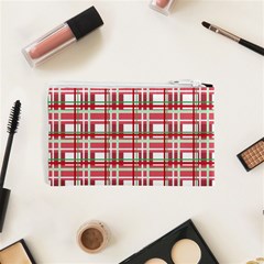 Red plaid pattern Cosmetic Bag (XS) from ArtsNow.com Back