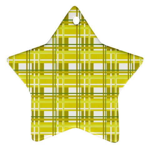 Yellow plaid pattern Ornament (Star)  from ArtsNow.com Front