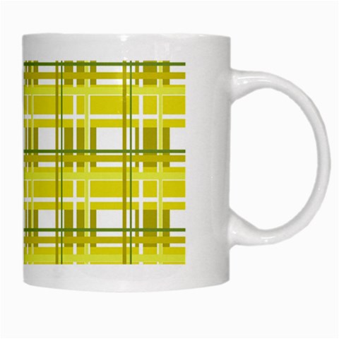 Yellow plaid pattern White Mugs from ArtsNow.com Right