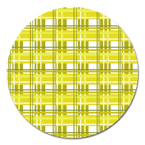 Yellow plaid pattern Magnet 5  (Round) from ArtsNow.com Front