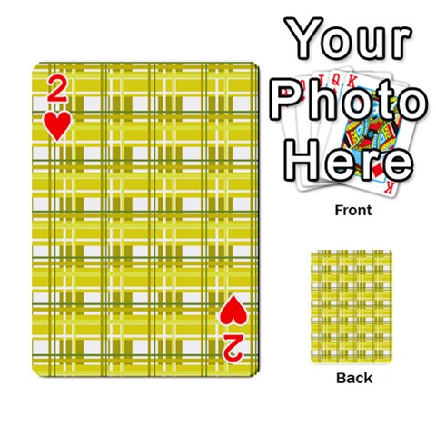 Yellow plaid pattern Playing Cards 54 Designs  from ArtsNow.com Front - Heart2