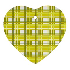 Yellow plaid pattern Heart Ornament (2 Sides) from ArtsNow.com Front