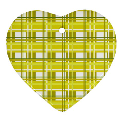 Yellow plaid pattern Heart Ornament (2 Sides) from ArtsNow.com Back