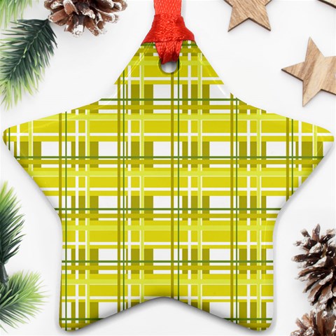 Yellow plaid pattern Star Ornament (Two Sides)  from ArtsNow.com Back