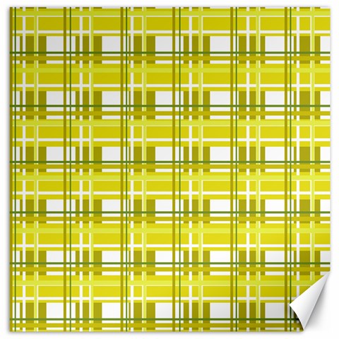 Yellow plaid pattern Canvas 16  x 16   from ArtsNow.com 15.2 x15.41  Canvas - 1