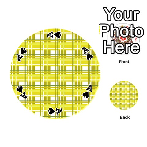 Ace Yellow plaid pattern Playing Cards 54 (Round)  from ArtsNow.com Front - SpadeA