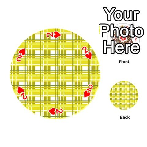 Yellow plaid pattern Playing Cards 54 (Round)  from ArtsNow.com Front - Heart2