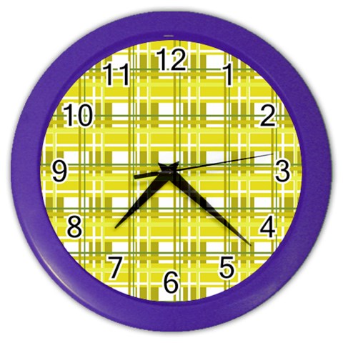 Yellow plaid pattern Color Wall Clocks from ArtsNow.com Front