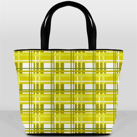 Yellow plaid pattern Bucket Bags from ArtsNow.com Back