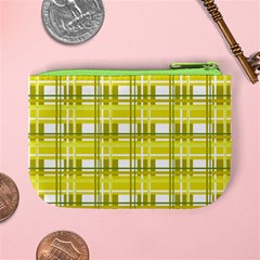 Yellow plaid pattern Mini Coin Purses from ArtsNow.com Back