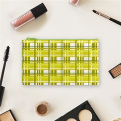 Yellow plaid pattern Cosmetic Bag (Small)  from ArtsNow.com Front