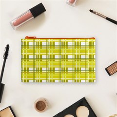 Yellow plaid pattern Cosmetic Bag (Small)  from ArtsNow.com Front