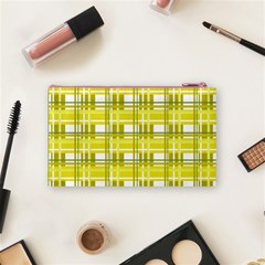 Yellow plaid pattern Cosmetic Bag (Small)  from ArtsNow.com Back