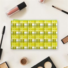 Yellow plaid pattern Cosmetic Bag (Medium)  from ArtsNow.com Front