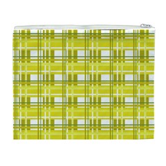 Yellow plaid pattern Cosmetic Bag (XL) from ArtsNow.com Back