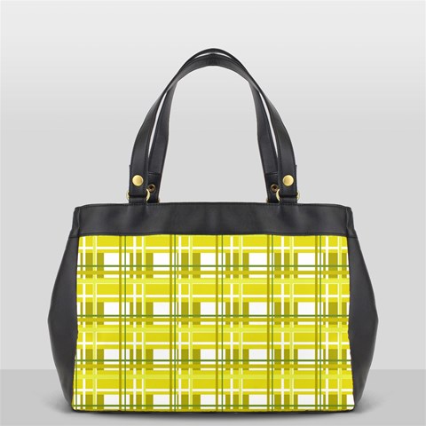 Yellow plaid pattern Office Handbags (2 Sides)  from ArtsNow.com Front