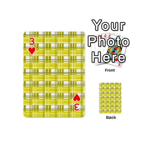 Yellow plaid pattern Playing Cards 54 (Mini)  from ArtsNow.com Front - Heart3