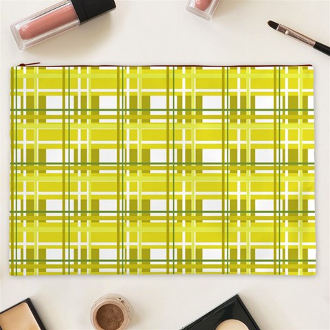 Yellow plaid pattern Cosmetic Bag (XXL)  from ArtsNow.com Front