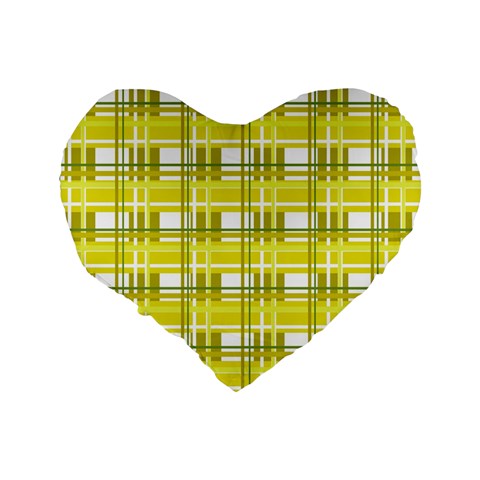 Yellow plaid pattern Standard 16  Premium Heart Shape Cushions from ArtsNow.com Back