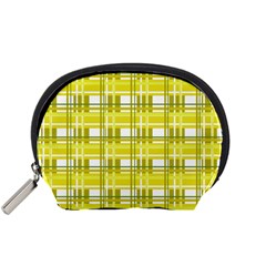 Yellow plaid pattern Accessory Pouches (Small)  from ArtsNow.com Front