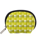 Yellow plaid pattern Accessory Pouches (Small) 