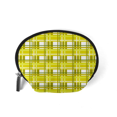 Yellow plaid pattern Accessory Pouches (Small)  from ArtsNow.com Back