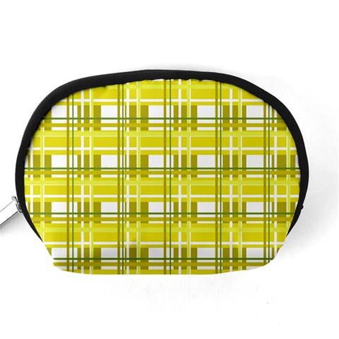 Yellow plaid pattern Accessory Pouches (Medium)  from ArtsNow.com Back