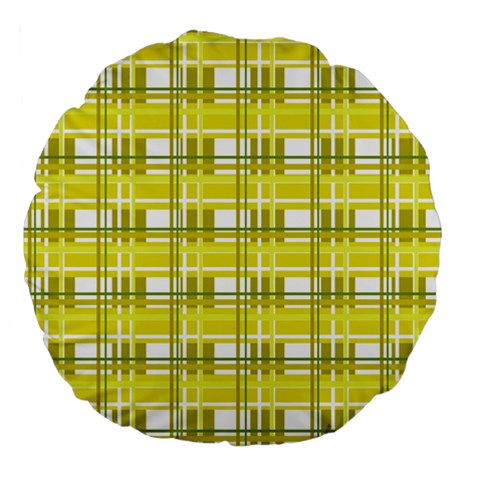 Yellow plaid pattern Large 18  Premium Flano Round Cushions from ArtsNow.com Back