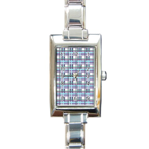 Decorative plaid pattern Rectangle Italian Charm Watch from ArtsNow.com Front