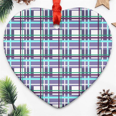 Decorative plaid pattern Heart Ornament (2 Sides) from ArtsNow.com Back