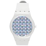 Decorative plaid pattern Round Plastic Sport Watch (M)