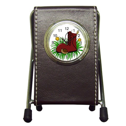 Boot in the grass Pen Holder Desk Clocks from ArtsNow.com Front