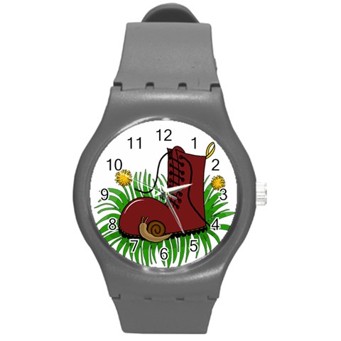 Boot in the grass Round Plastic Sport Watch (M) from ArtsNow.com Front